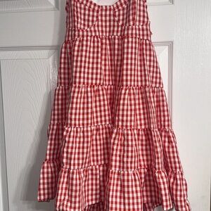 SHEIN Red Gingham A-Line Dress